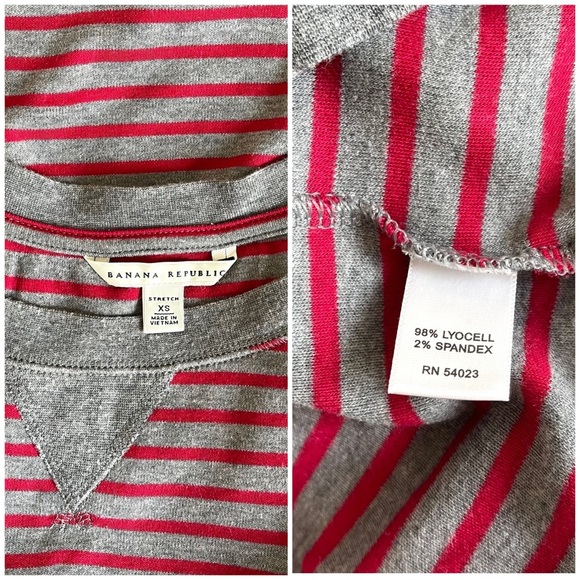 Banana Republic Striped Scoop Neck 3/4 Sleeve Top - Picture 3 of 3